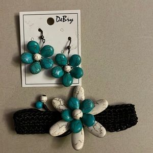 Floral bracelet and earring set